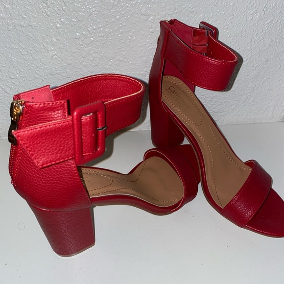 Red single strap open toe heel - Picture 1 of 2
